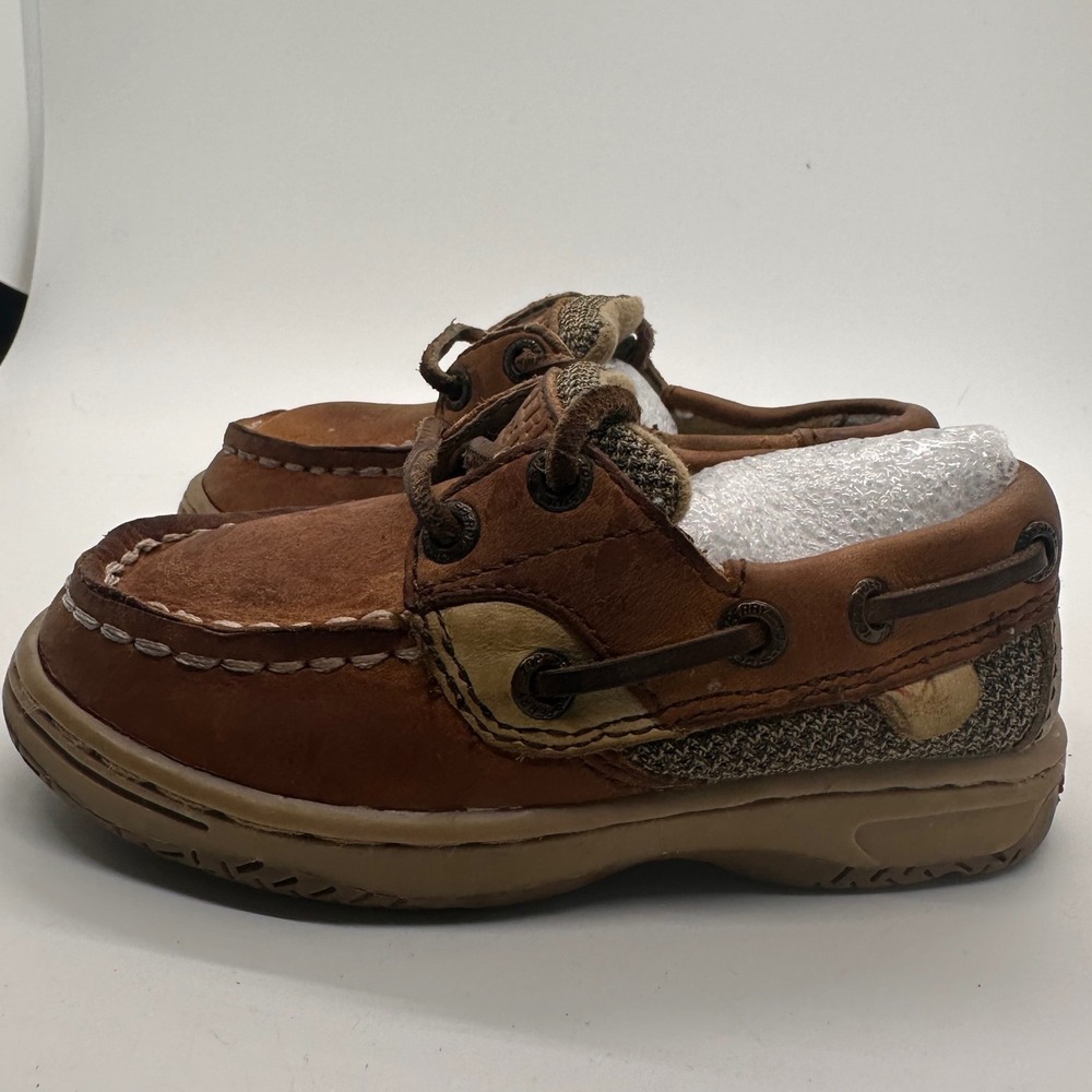 Sperry Top-Sider Bluefish Toddler Leather Boat Shoes‎ Size 5.5M Brown Preowned